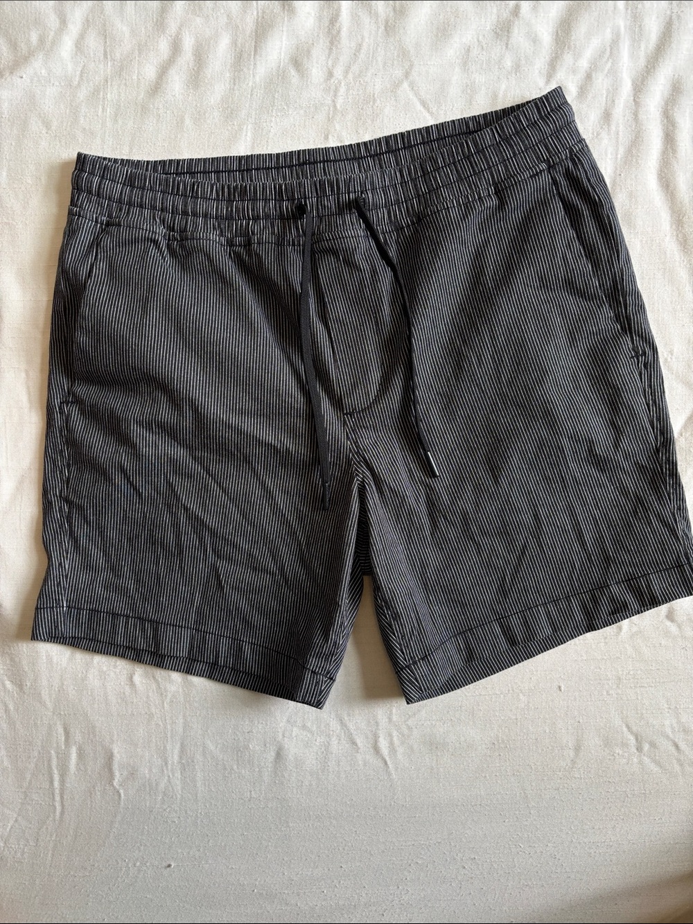 Calvin Klein Men's Black Pinstripe Drawstring Shorts